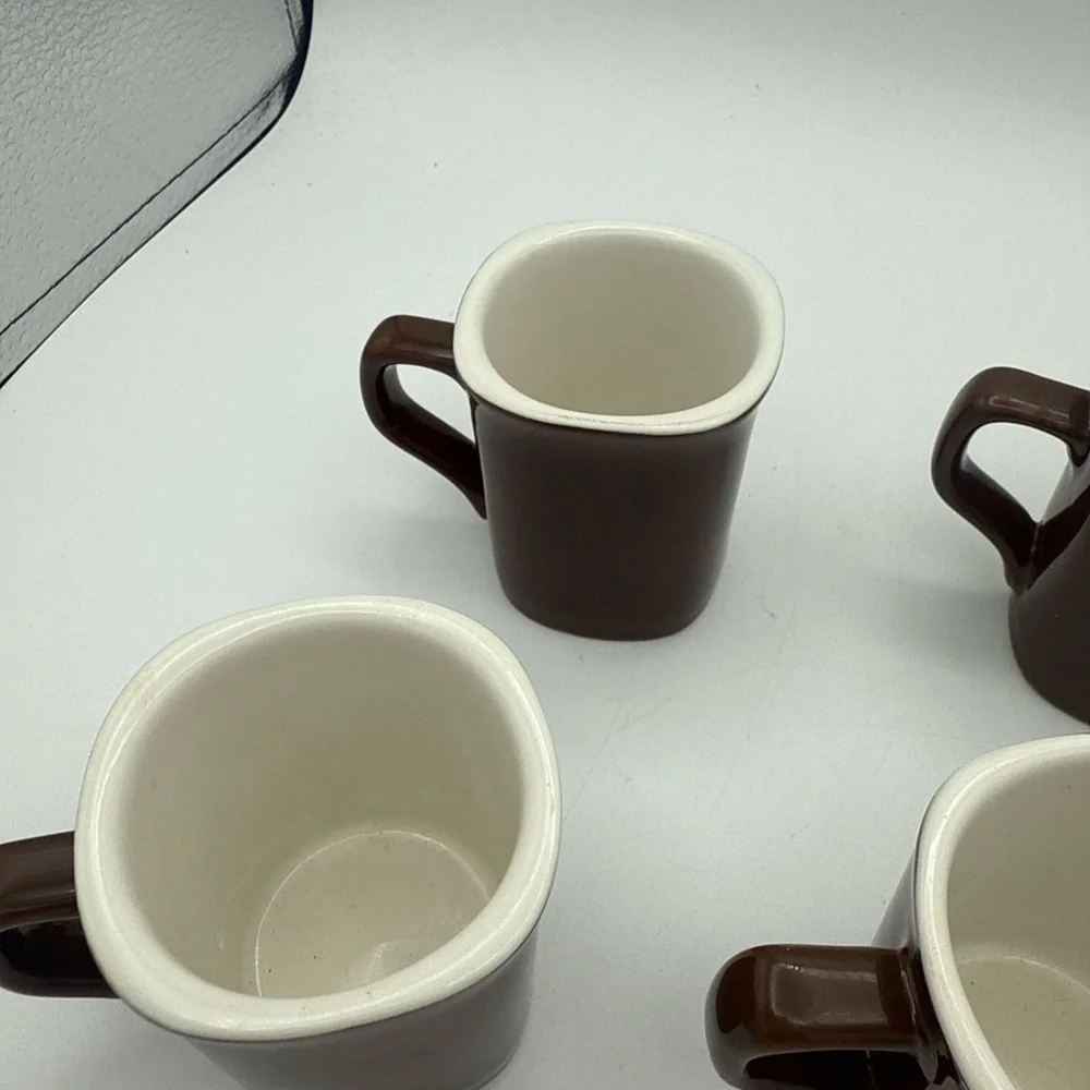 4 Crate & Barrel demitasse chocolate Brown Expresso Mugs 4oz w/ Tags